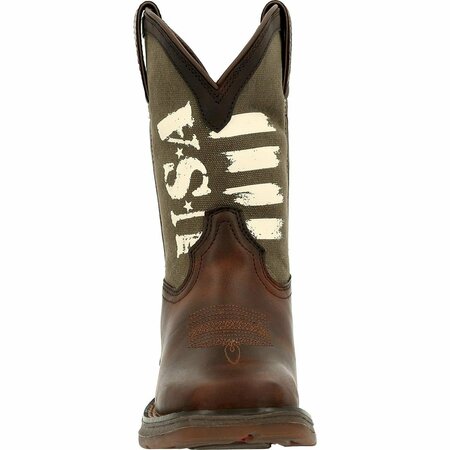 Durango Lil' Rebel by Little Kids' Army Western Boot, BROWN/ARMY GREEN, M, Size 3 DBT0232C